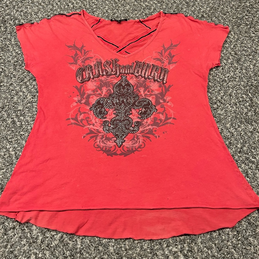 Crash & Burn Bling Fleur de Lis Top